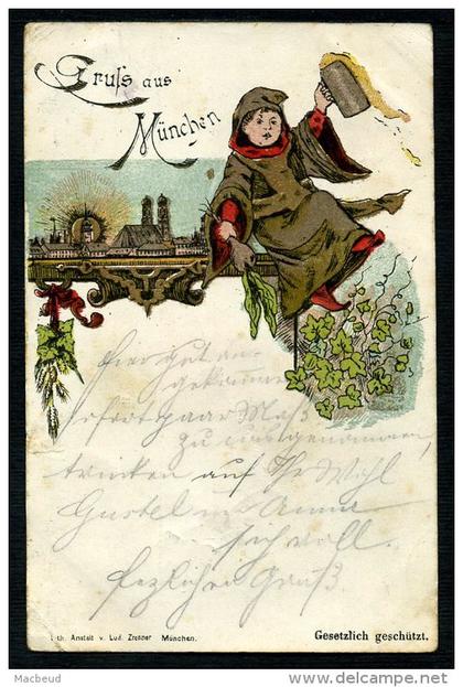 MÜNCHEN - 1896 - GRUSS AUS MÜNCHEN - Bierthema - Thème Bière - Litho