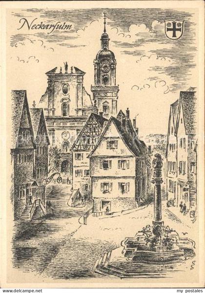 Neckarsulm Kuenstlerkarte Altstadt