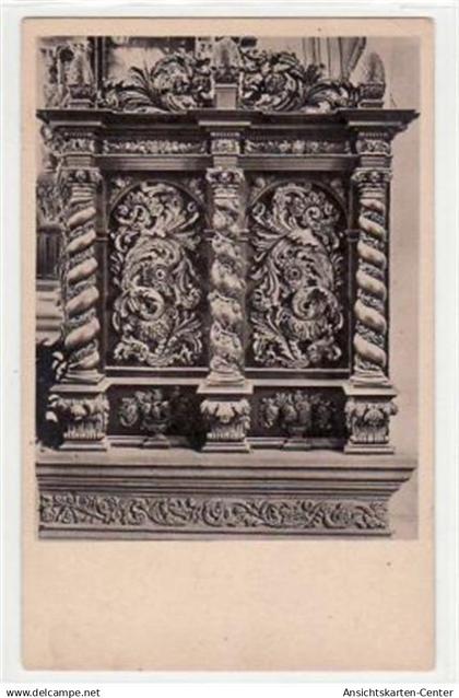 39080252 - Lamspringe, Klosterkirche. Lettnerwand in Eiche mit Lindenholz-Ornament, vom Mr. Heinrch Lessen aus Goslar 1