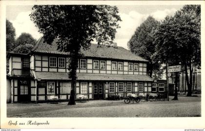 CPA Heiligenrode Stuhr in Niedersachsen, aus Gasthof Pleuss, Fahrräder, Bäume
