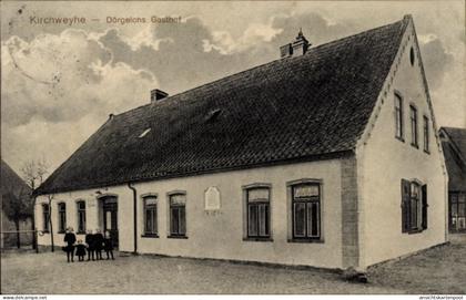 CPA Kirchweyhe Weyhe Niedersachsen, Dörgelohs Gasthof, , schwarz-weiß