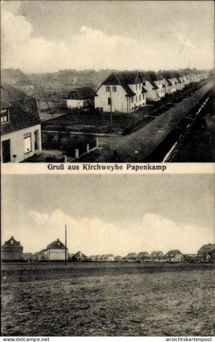CPA Kirchweyhe Weyhe Niedersachsen, Gruß aus Häuserzeilen, Landschaft