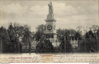 CPA Kirchweyhe Weyhe Niedersachsen, Kriegerdenkmal, Statue, Friedhof, Gruss aus Kirchweyhe