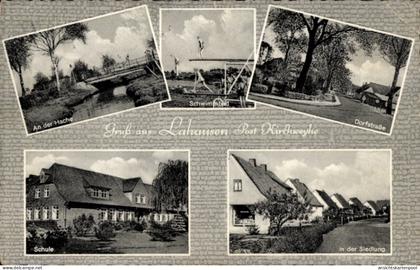 CPA Lahausen Weyhe Niedersachsen, An der Hache, Schwimmbad, Dorfstraße, Schule, in der Siedlung
