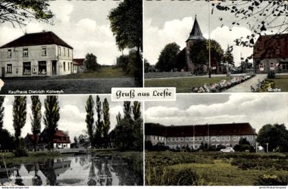 CPA Leeste Weyhe Niedersachsen, Kirche, Wassermühle, Schule, Kaufhaus