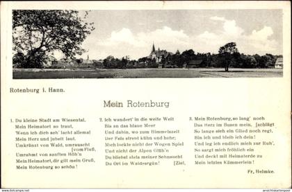 CPA Rotenburg in Hannover Rotenburg an der Wümme, Gedicht Fr. Helmke Mein Rotenburg, Ortsansicht