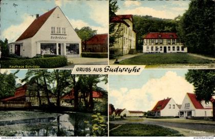 CPA Sudweyhe Weyhe Niedersachsen, Kaufhaus Schröder, Am Mühlenteich, Gutsverwaltung, Ortspartie