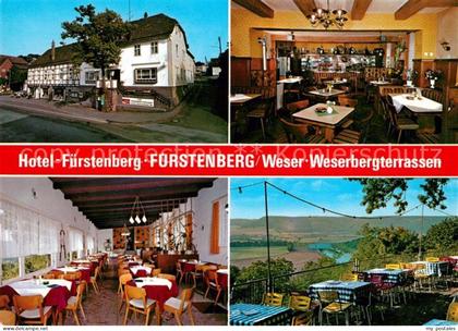 Fuerstenberg Weser Weserberg Terrassen und Hotel Fuerstenberg Gastraum Terrasse