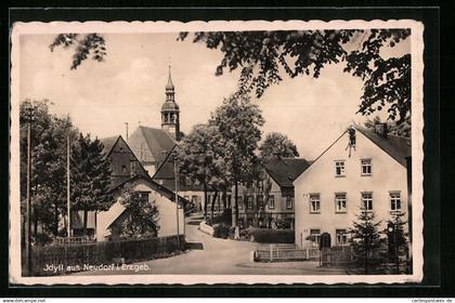 AK Neudorf / Erzgeb., Partie an der Kirche