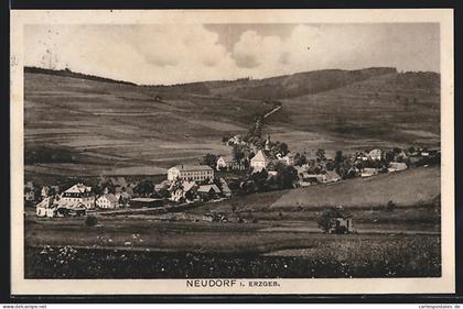 AK Neudorf i. Erzgeb., Ortsansicht mit Feldern