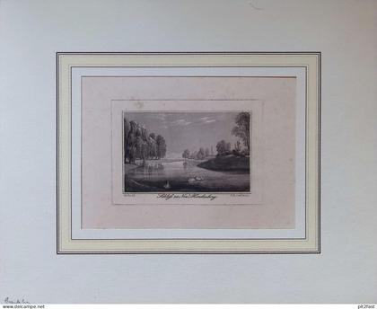 Schloß zu Neuhardenberg , 1831 , alter Original Stahlstich , 300x240 mm , Seelow !!