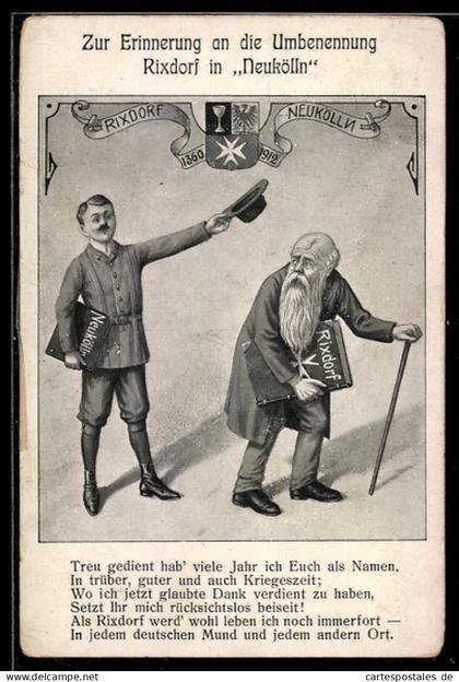AK Berlin-Neukölln, Erinnerung an die Umbenennung Rixdorf in Neukölln