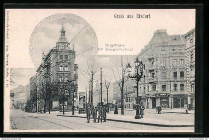 AK Rixdorf, Bergstrasse mit Kriegerdenkmal