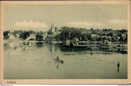 CPA Lubrza Lebus Ostbrandenburg, Blick auf den Ort, Angler im Wasser