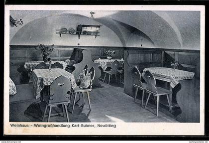 AK Neuötting, Gasthaus Weingrosshandlung Karl Rubner, Innenansicht