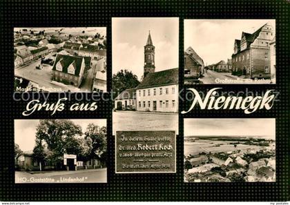 Niemegk Markt Rathaus HO Gaststaette Lindenhof Kirche Grossstrasse Rathaus Panor