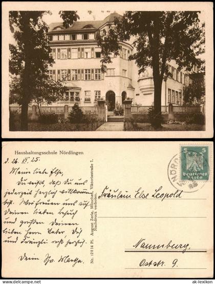 Ansichtskarte Nördlingen Haushaltungsschule 1926