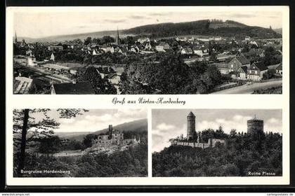 AK Nörten-Hardenberg, Ortsansicht und Ruinen Hardenberg und Plesse
