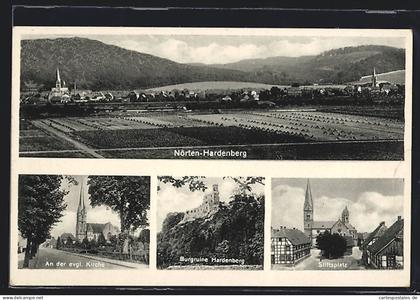 AK Nörten-Hardenberg, Stiftsplatz, Kirchenpartie, Gesamtansicht