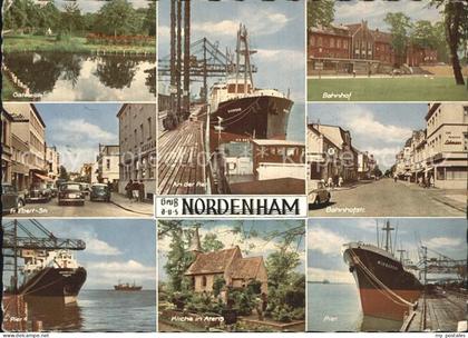 Nordenham Wesermarsch Niedersachsen Gartenteich Hafen Pir mit Schiff Wieneriga