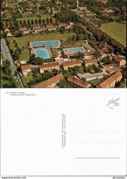 Ahlen (Westfalen) Freibad aus der Vogelschau Luftaufnahme Schwimmbad 1965