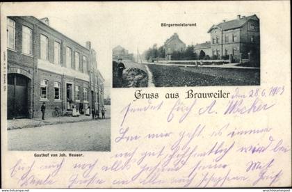 CPA Brauweiler Pulheim Nordrhein Westfalen, Bürgermeisteramt, Gasthof Joh. Heuser