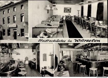 CPA Würselen Nordrhein Westfalen, Hotel Restaurant Stadtschänke, Außenansicht, Speisesaal