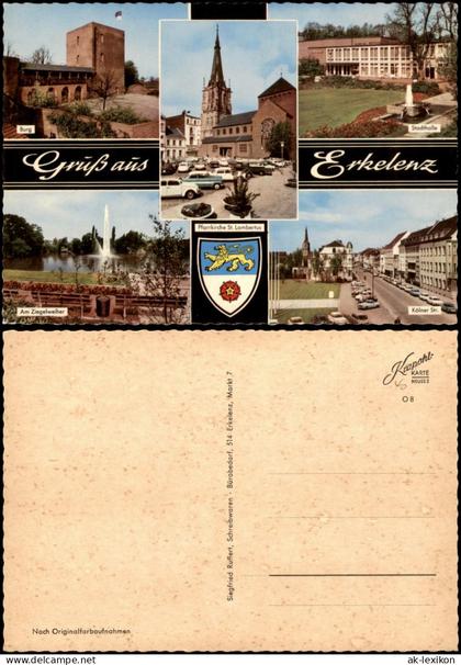 Erkelenz Mehrbild-AK  Lambertus, Am Ziegelweiher, Kölner Str., Stadthalle 1965