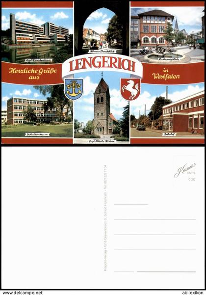 Lengerich (Westfalen) Mehrbild-AK  Evgl. Krankenhaus Bahnhof Schulzentrum  1990