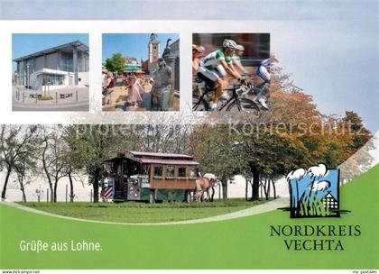 Lohne Ortsmotive Radfahrer Pferdewagen