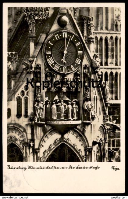 ALTE POSTKARTE NÜRNBERG MÄNNLEINLAUFEN AN DER FRAUENKIRCHE Stoja Kirche Stempel Reichsparteitag Ansichtskarte postcard