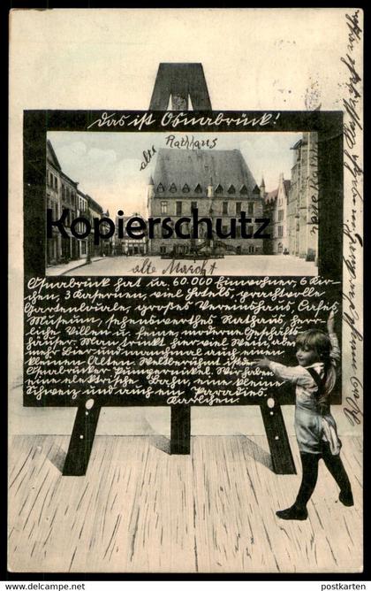 ALTE POSTKARTE DAS IST OSNABRÜCK KIND STAFFELEI TAFEL 60000 EINWOHNER 6 KIRCHEN 3 KASERNEN WELTBERÜHMT PUMPERNICKEL cpa