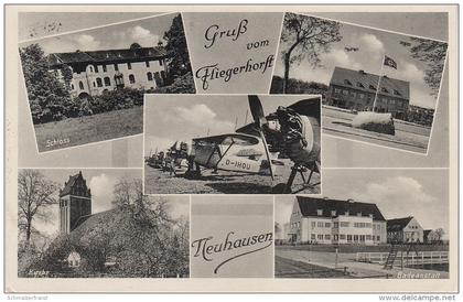 AK Gruss Neuhausen Gurjewsk Fliegerhorst Flugplatz NS Flagge Badeanstalt Schloss bei Königsberg Kaliningrad Quednau