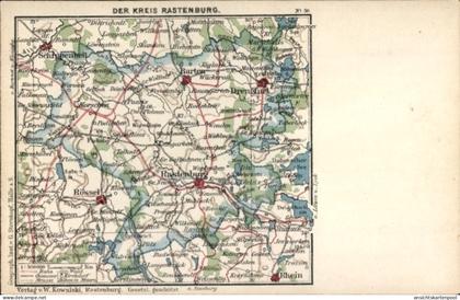 Landkarten CPA Kętrzyn Rastenburg Ostpreußen, Kreis Rastenburg, Rössel, Barten, Drengfurt, Rhein
