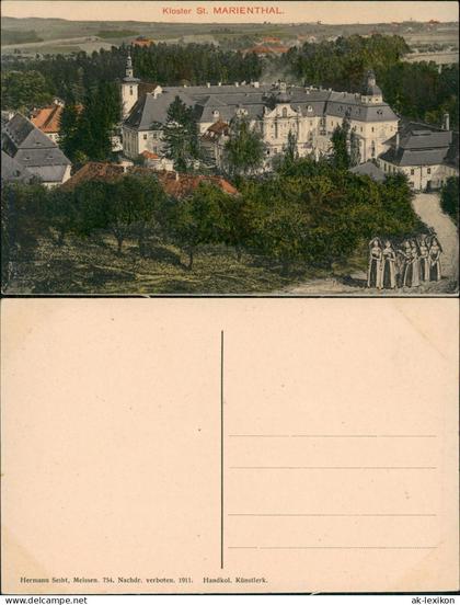 Ostritz (Oberlausitz) Wostrowc Kloster St. Marienthal Handkolorierte AK 1911