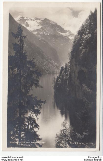 Königssee vom Malerwinkel old postcard travelled 1928 b181115