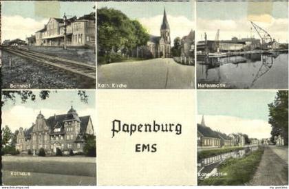 Papenburg Ems Niedersachsen Papenburg Bahnhof Kirche Hafen Rathaus x 1959