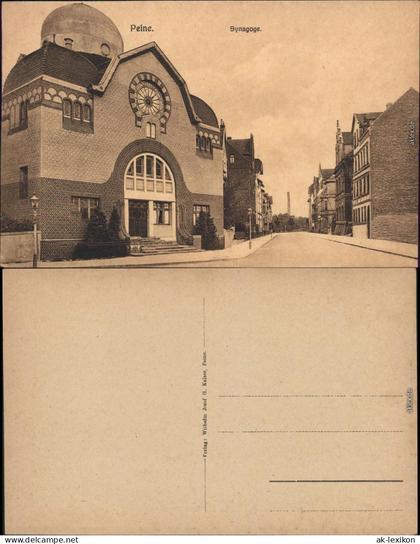 Ansichtskarte Peine Synagoge - Straßenpartie Judaika 1912