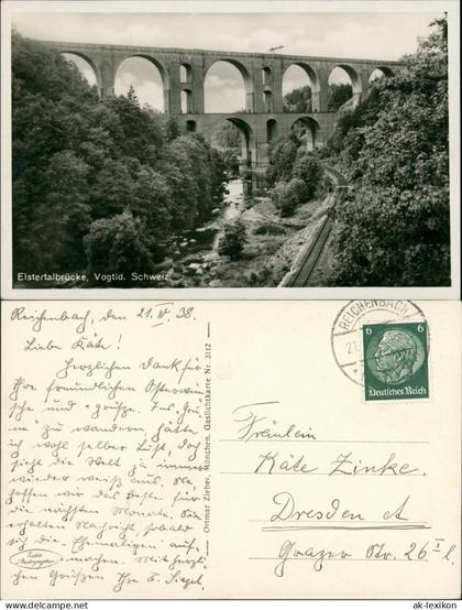Ansichtskarte Jocketa-Pöhl Elstertalbrücke 1938