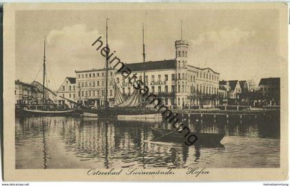Swinoujscie - Swinemünde - Hafen - Hotel Drei Kronen - Verlag M. Glückstadt & Münden Hamburg