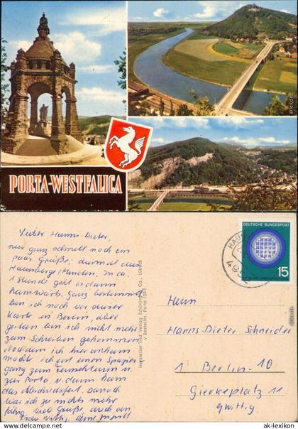 Porta Westfalica Kaiser-Wilhelm-Denkmal - Porta Westfalica, Luftbild 1965