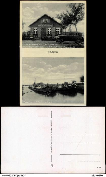 Ansichtskarte Döberitz-Premnitz Gasthof Heidekrug, Hafen - 2 Bild 1937
