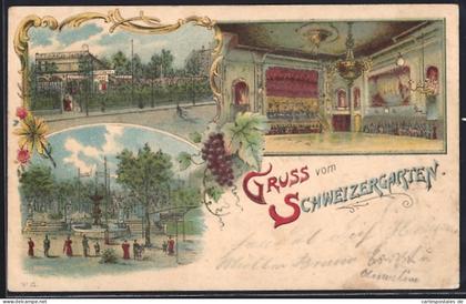 Lithographie Berlin-Prenzlauer Berg, Gasthaus Schweizergarten im Bötzowviertel