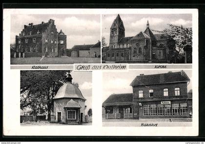 AK Pulheim, Rathaus, Kirche, Barbara-Kapelle, Bahnhof