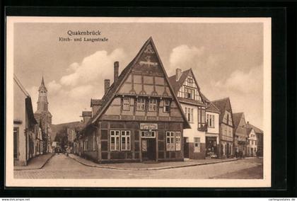 AK Quakenbrück, Kirch- und Langestrasse mit Restaurant zur Börse