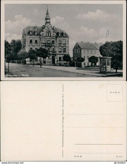 Ansichtskarte Rabenau Marktplatz - Kiosk 1953