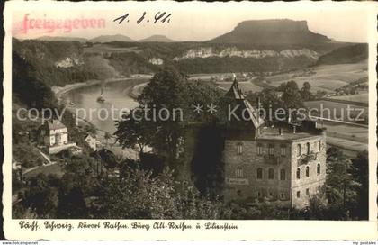 Rathen Saechsische Schweiz Burg Alt Rathen und Lilienstein