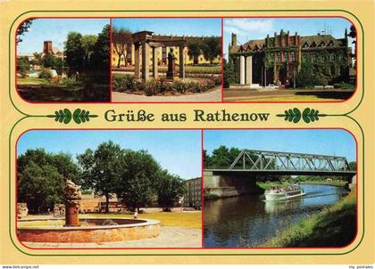 Rathenow Teilansichten Brunnen Bruecke Fahrgastschiff
