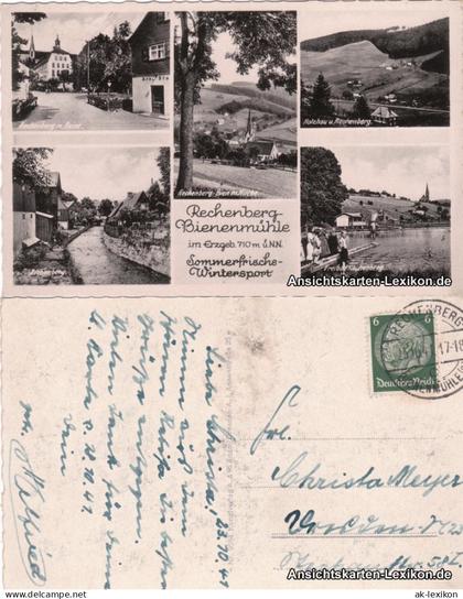 Holzhau-Rechenberg-Bienenmühle: Ruine, Kirche, Reuhenberg Freibad 1941