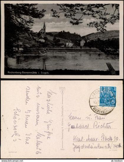 Rechenberg-Bienenmühle Panorama-Ansicht DDR AK Ort Erzgebirge 1955